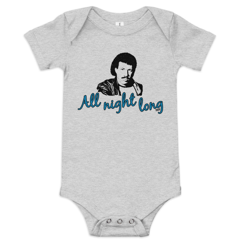Baby All Night Long Retro Extra Soft One Piece | Cool Lionel Richie Romper | Solid Threads