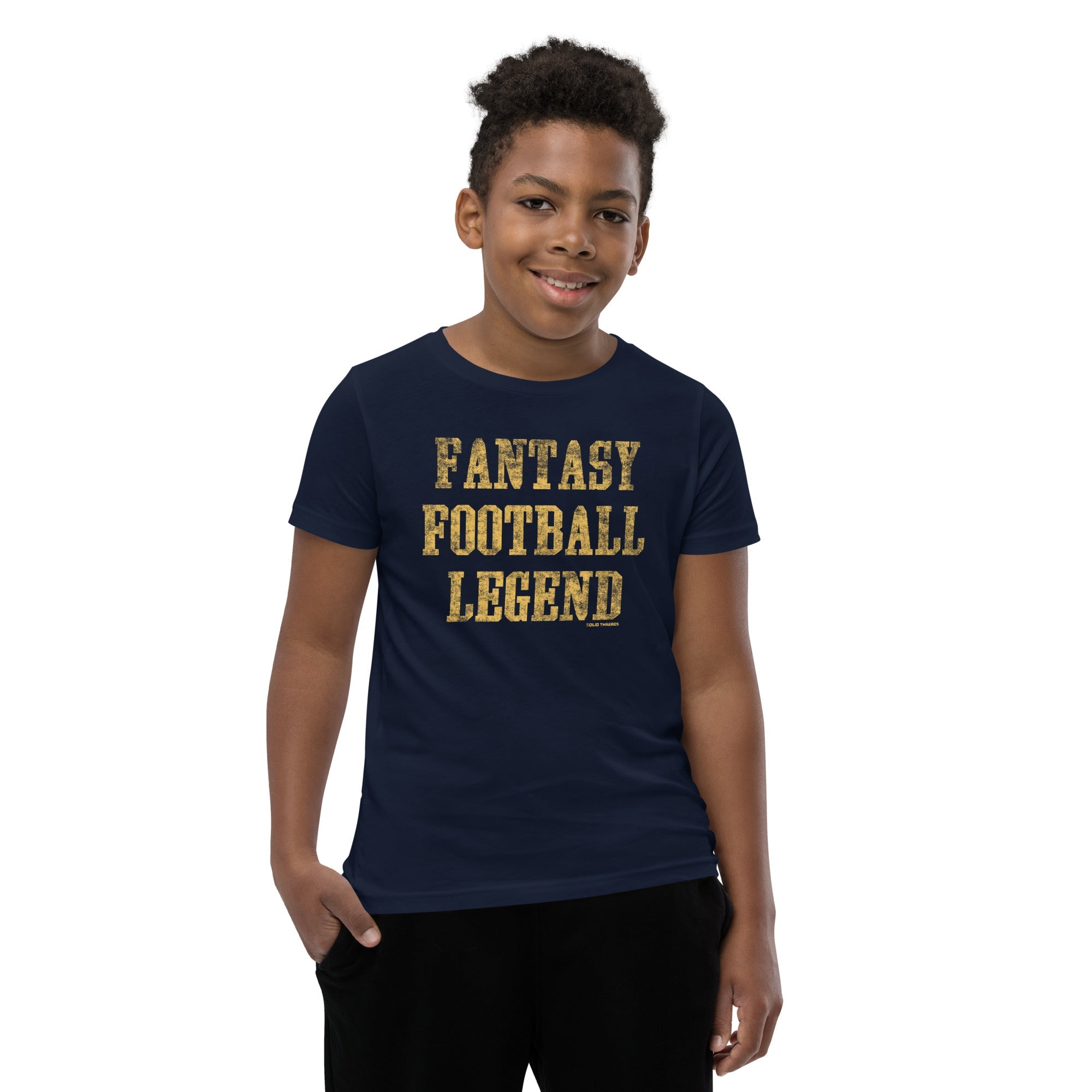 Youth Fantasy Football Legend Extra Soft T-Shirt | Funny Sports Kids Tee | Solid Threads