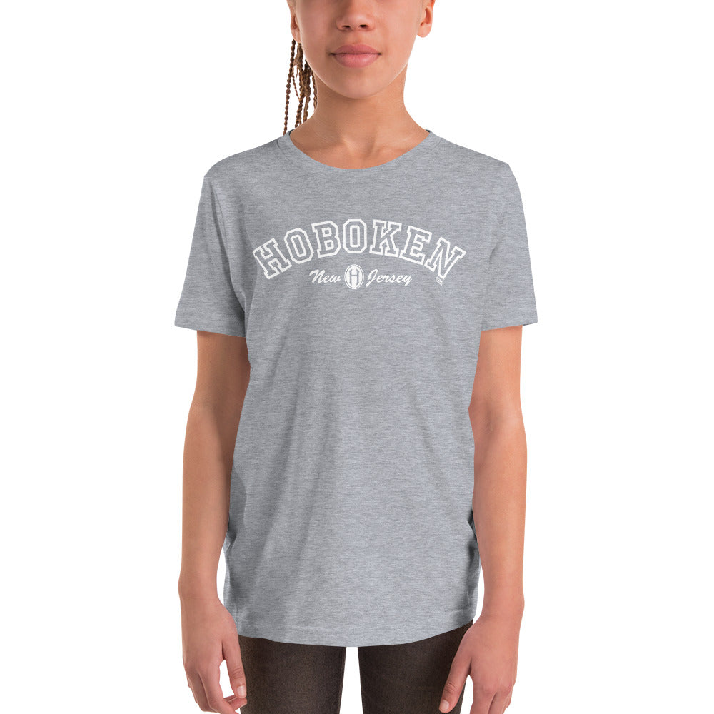 Youth Hoboken Collegiate Cool Extra Soft T-Shirt | Cute New Jersey Kids Tee Girl Model | Solid Threads