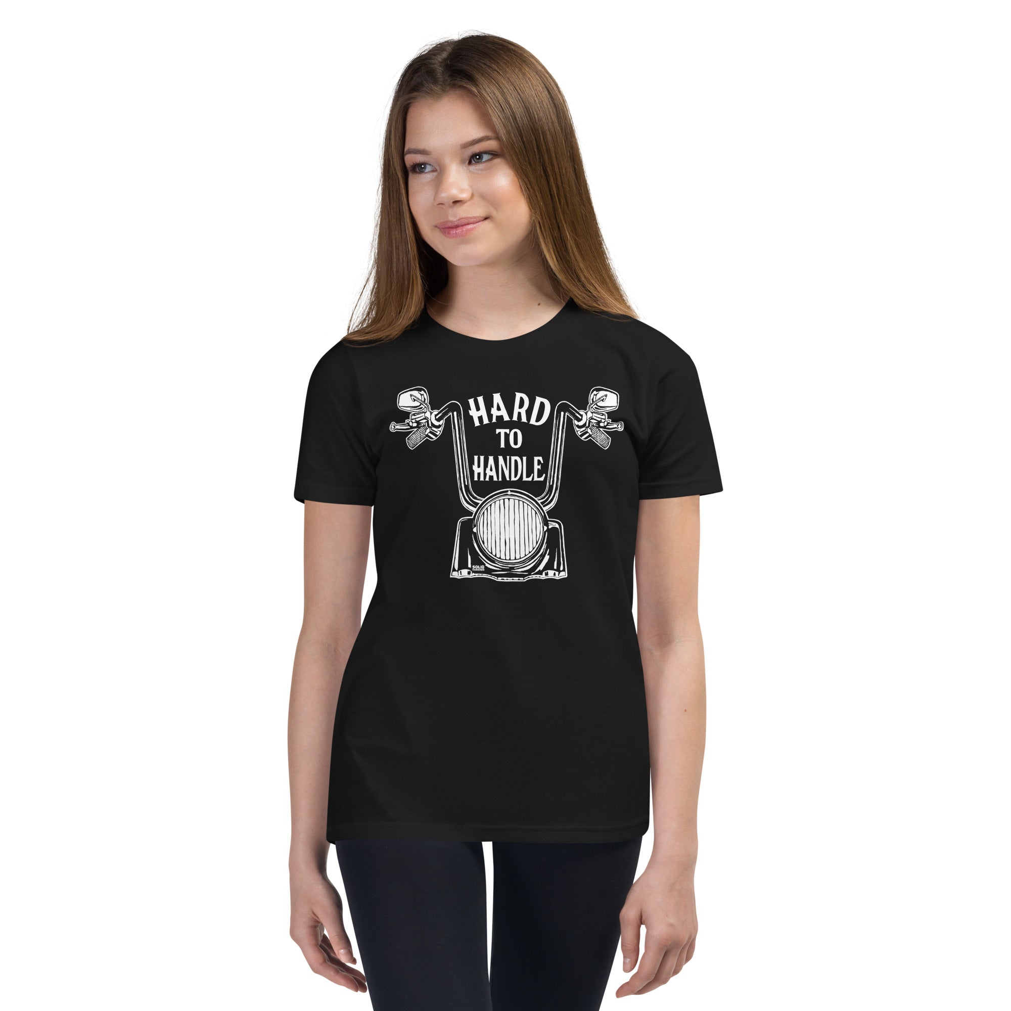 Youth Hard To Handle Cool Bike Extra Soft T-Shirt | Retro Recess Kids Tee Girl Model | Solid Threads