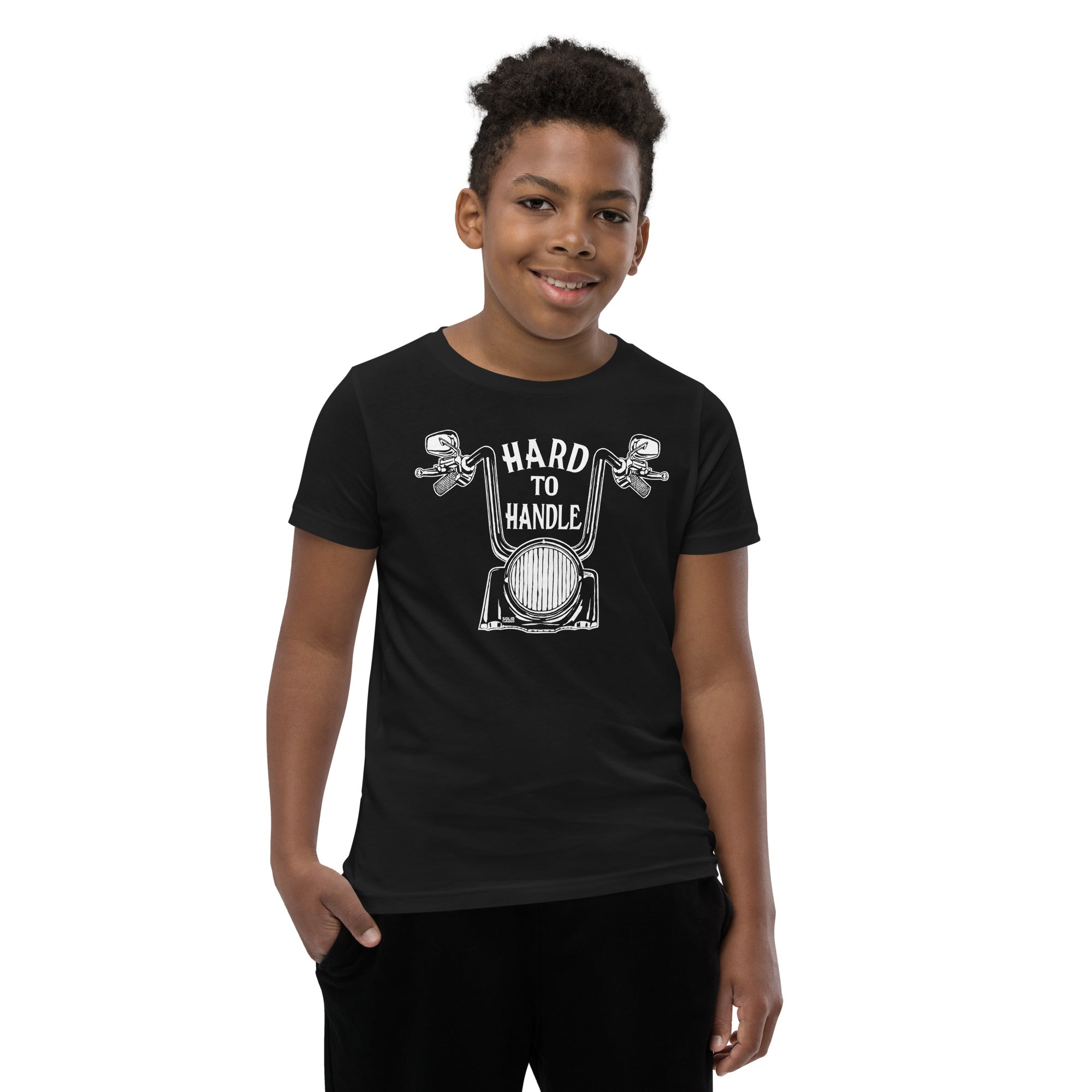 Youth Hard To Handle Cool Bike Extra Soft T-Shirt | Retro Recess Kids Tee Boy Model | Solid Threads
