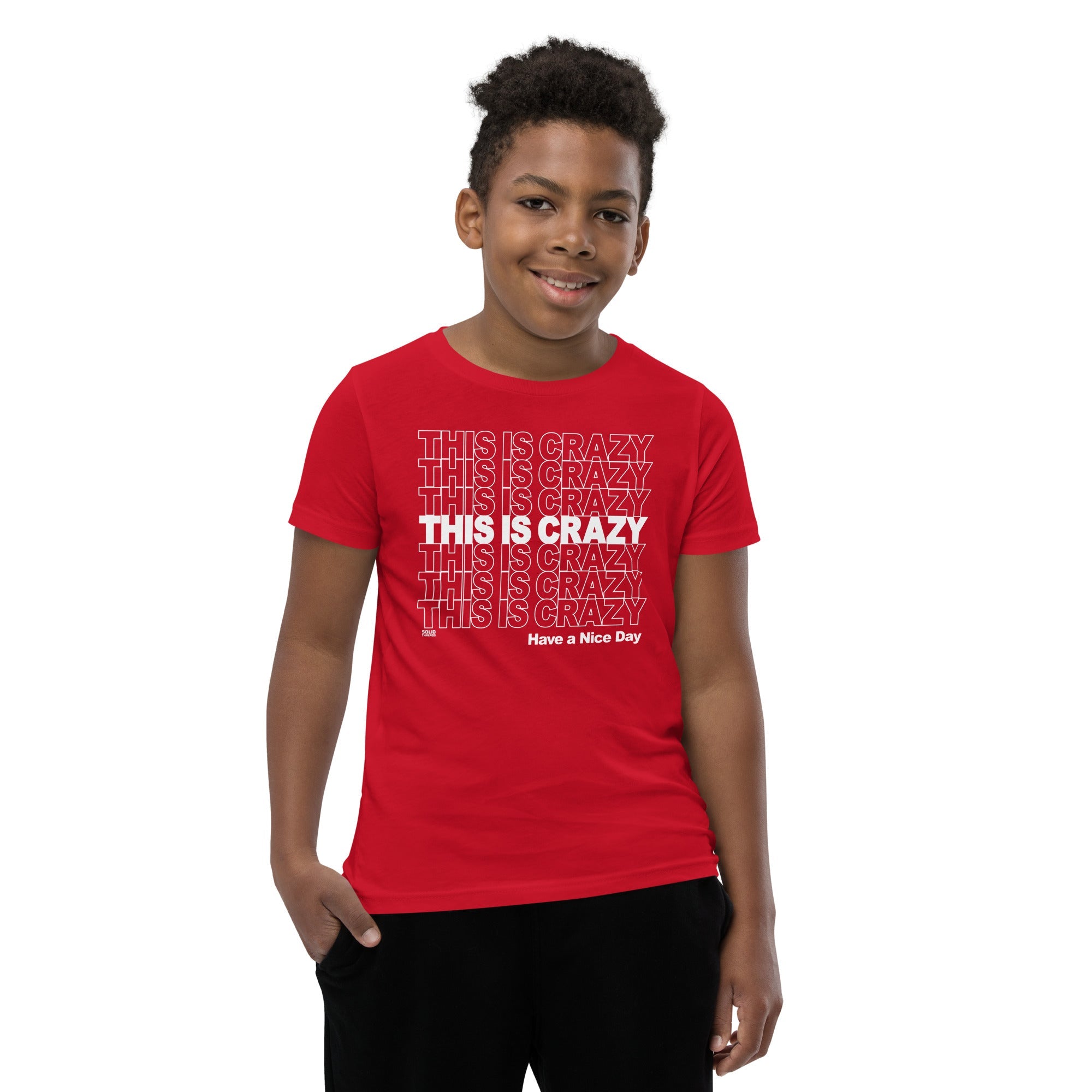 Youth This Crazy Nice Day Cute Extra Soft T-Shirt | Funny Lampoons Kids Tee Boy Model | Solid Threads
