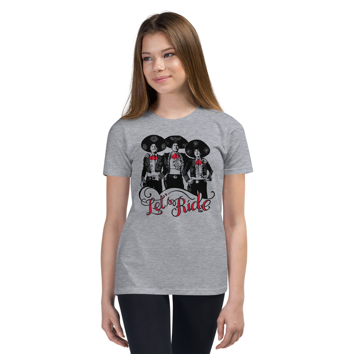 Youth Let's Ride Retro Extra Soft T-Shirt | Cool Western 80s Movie Kids Tee Girl Model | Solid Threads