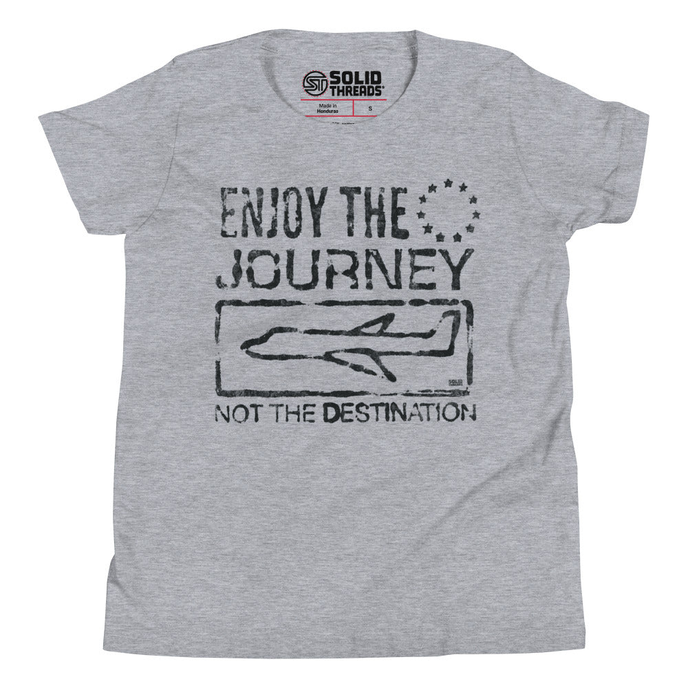 Youth Enjoy Journey Cool Airplane Extra Soft T-Shirt | Cute Travel Kids Tee | Solid Threads