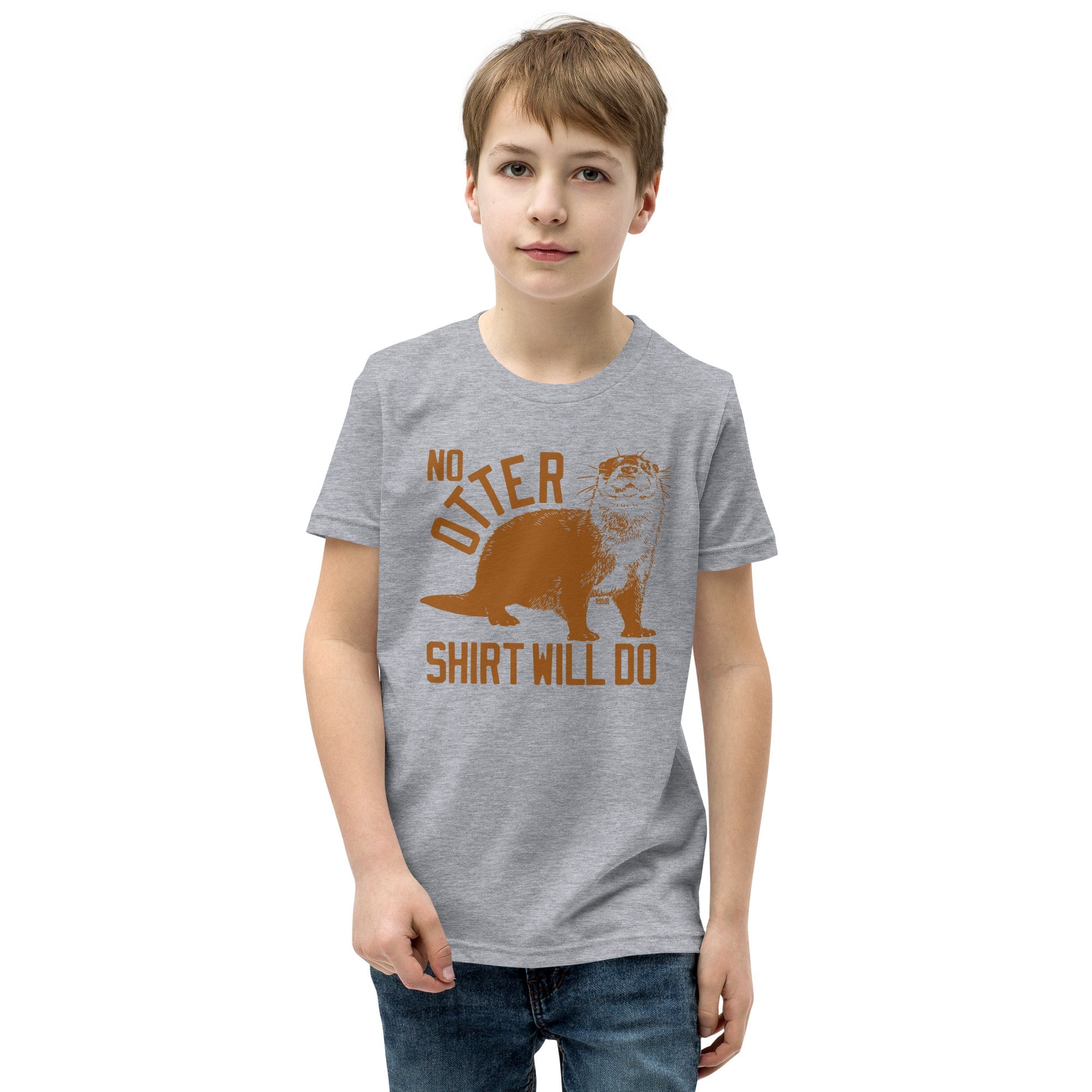 Youth No Otter Shirt Retro Extra Soft T-Shirt | Cute Marine Animal Kids Tee Boy Model | Solid Threads