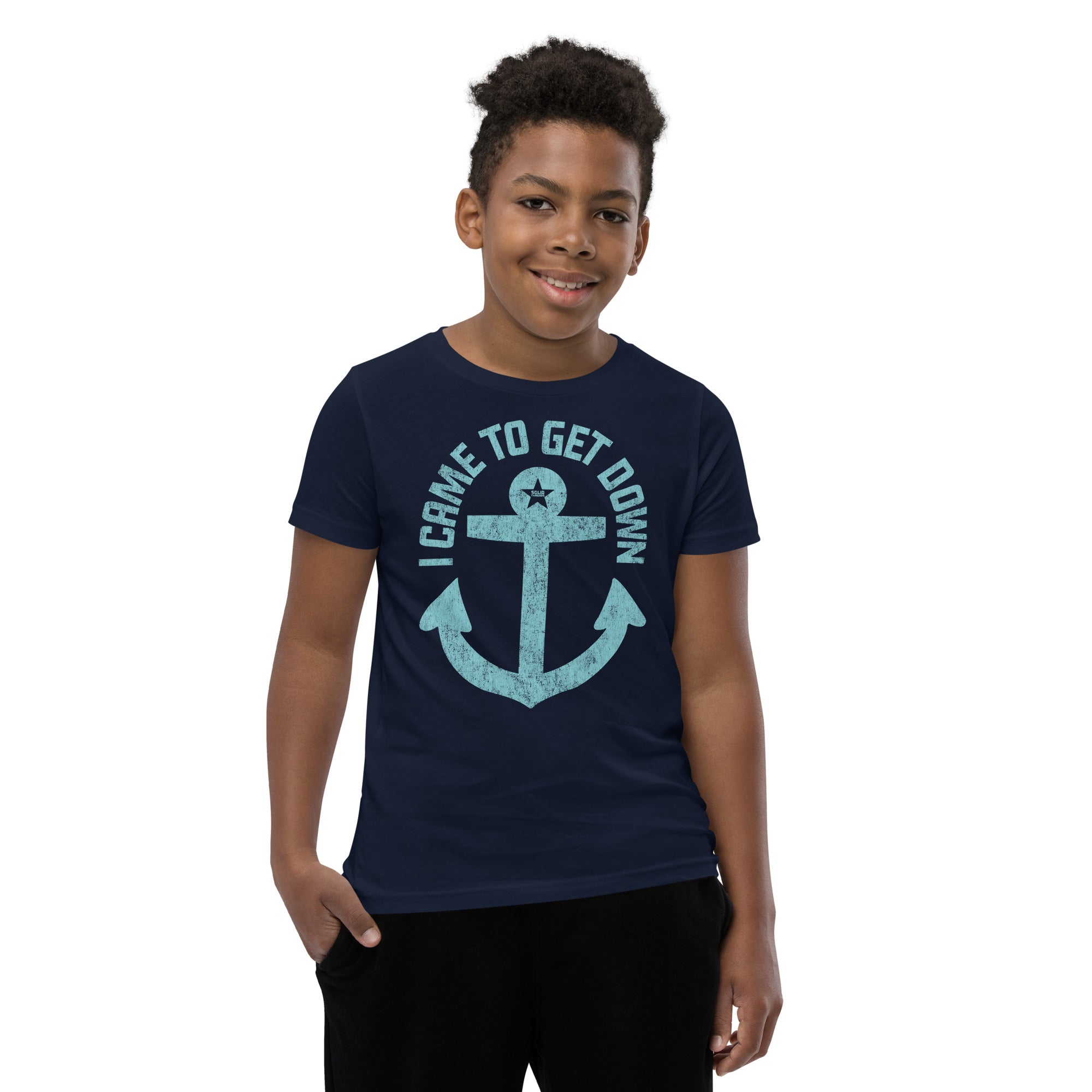 Youth I Came To Get Down Retro Extra Soft T-Shirt | Funny Anchor Kids Tee Boy Model | Solid Threads