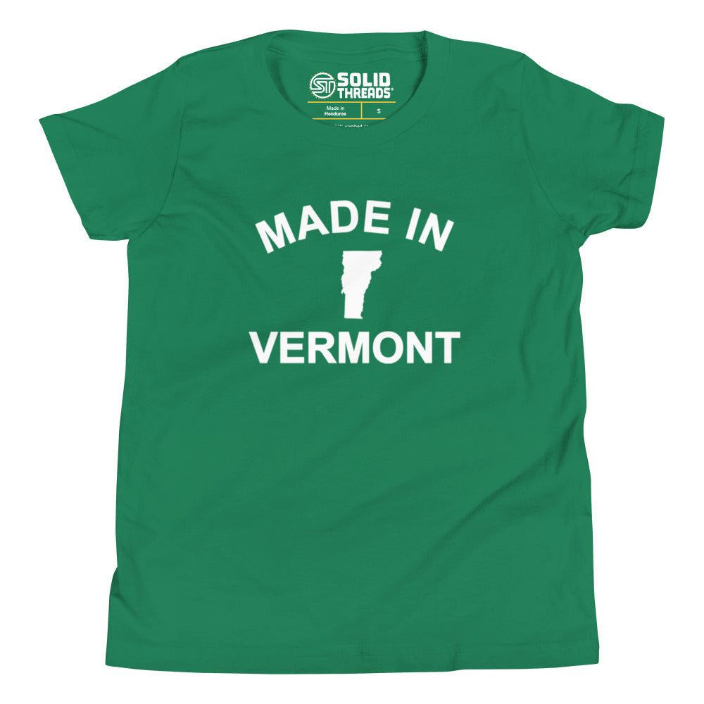 Youth Made Vermont Retro Extra Soft T-Shirt | Cool Green Mountains Kids Tee | Solid Threads