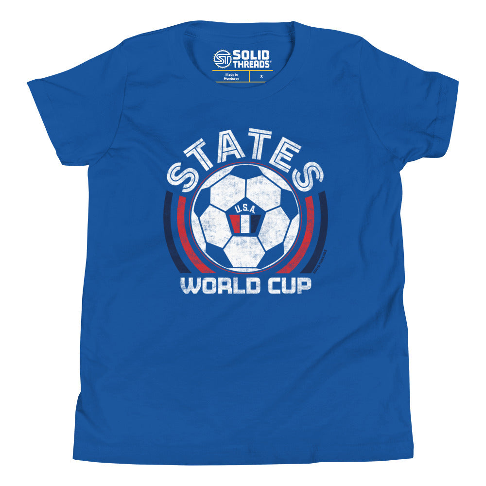 Youth US National Soccer Cool Extra Soft T-Shirt | Retro World Cup Kids Tee | Solid Threads