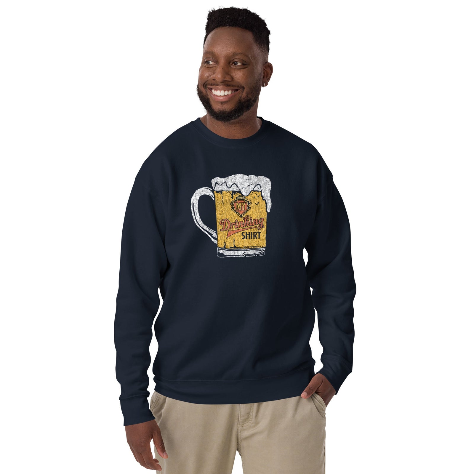 Men's My Drinking Shirt Retro Classic Sweatshirt | Funny Pints Fleece | Solid Threads