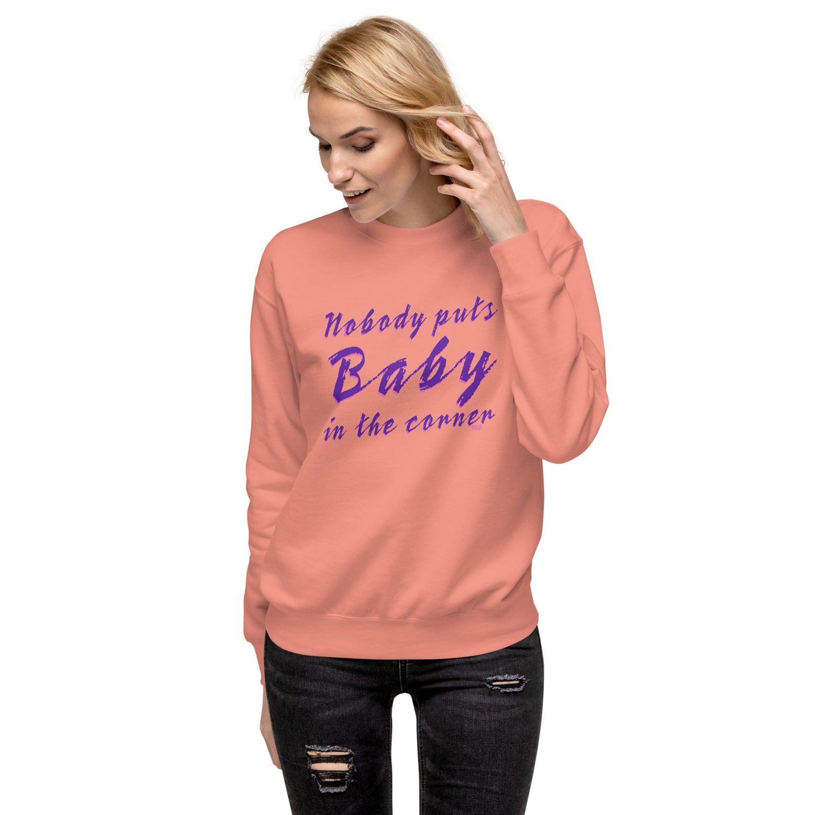 Men's Nobody Puts Baby In The Corner Vintage Classic Sweatshirt | Retro 80S Movie Fleece On Model | Solid Threads