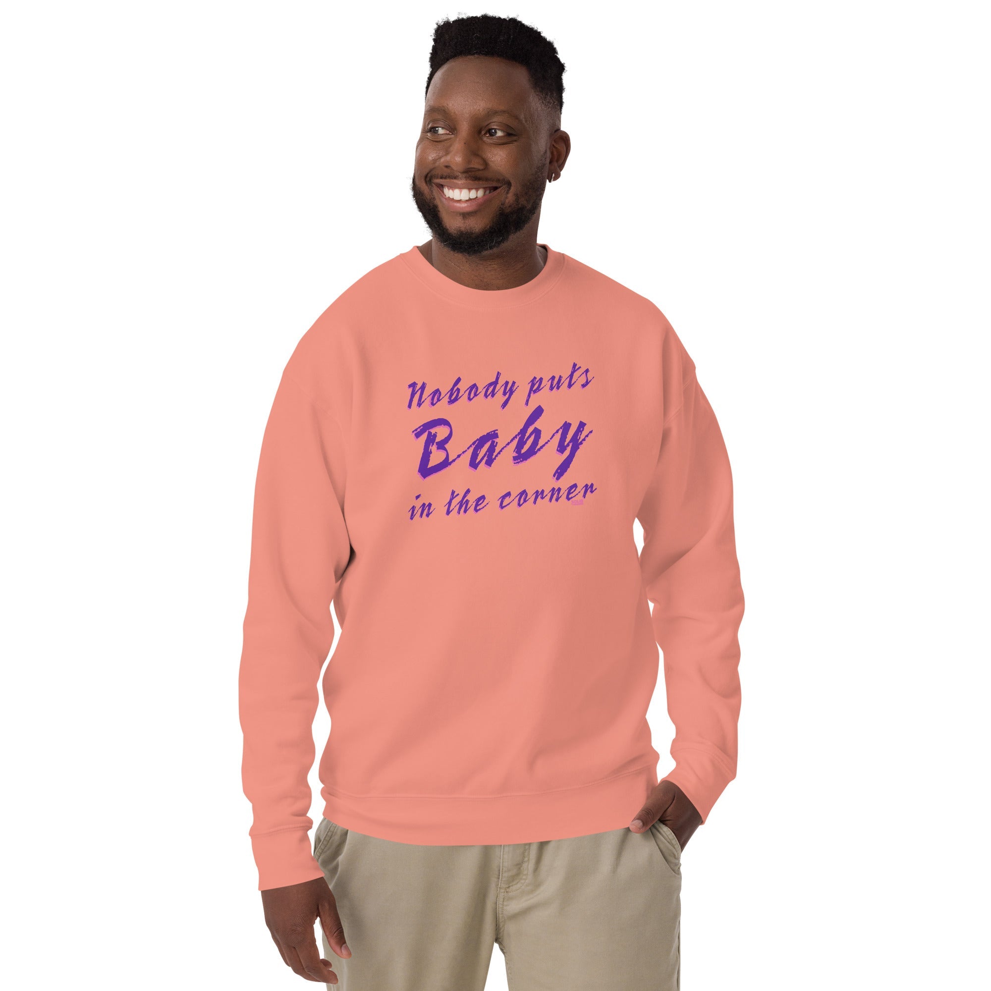 Men's Nobody Puts Baby In The Corner Vintage Classic Sweatshirt | Retro 80S Movie Fleece On Model | Solid Threads