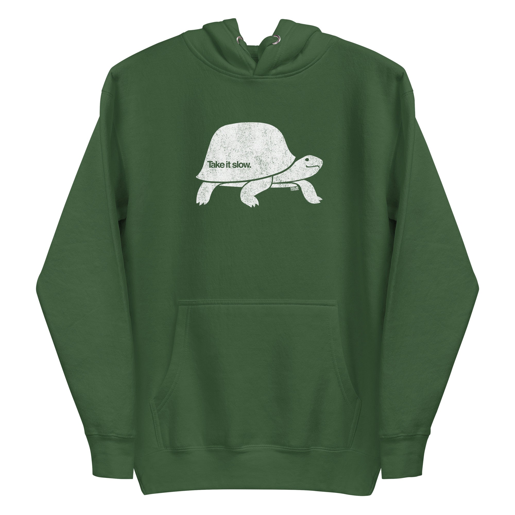 Take It Slow Vintage Classic Pullover Hoodie | Cool Turtle Fleece | Solid Threads