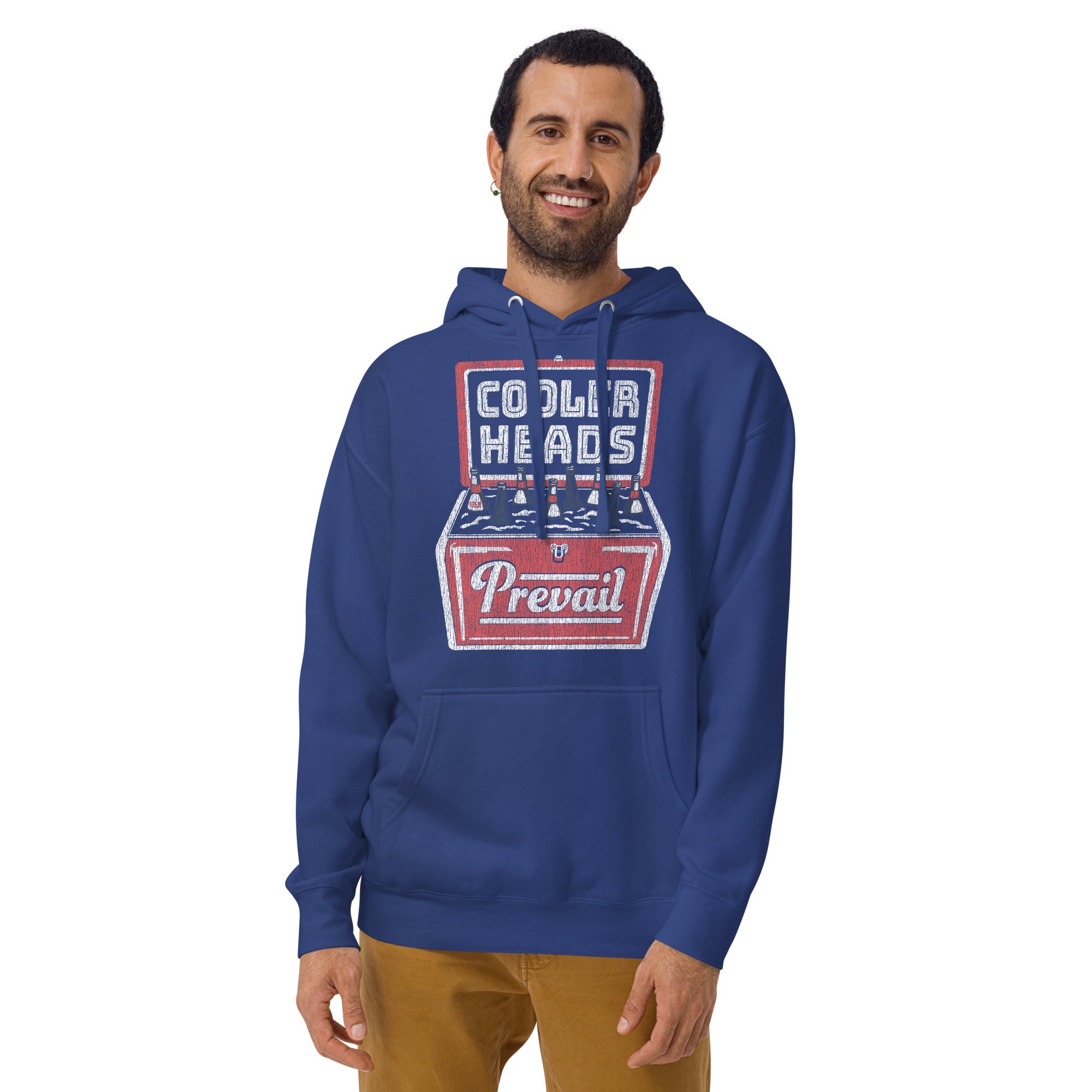 Cooler Heads Vintage Classic Pullover Hoodie | Funny Drinking Fleece | Solid Threads