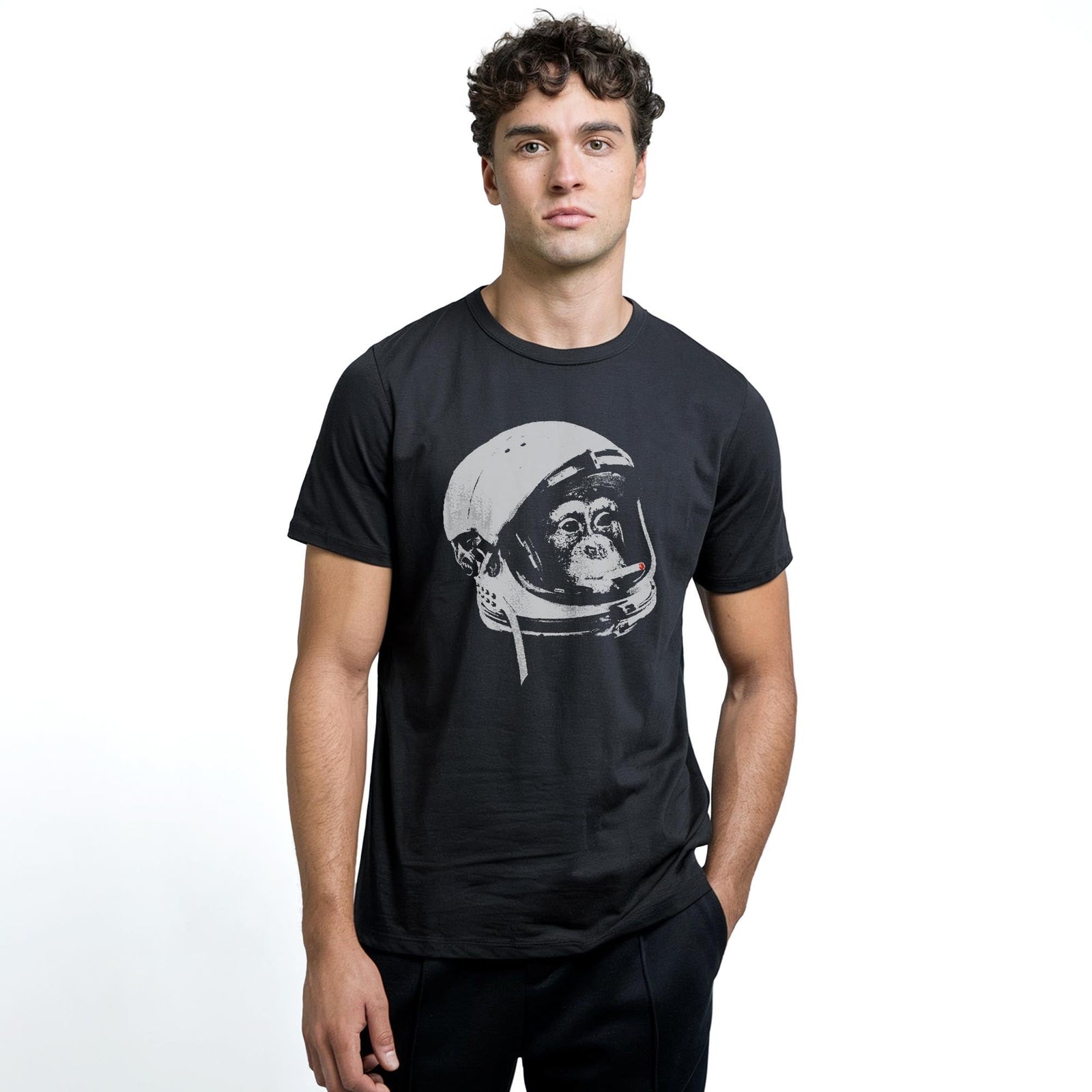 Cold War Vet Cool Staple T-shirt in Black On Model - Front View