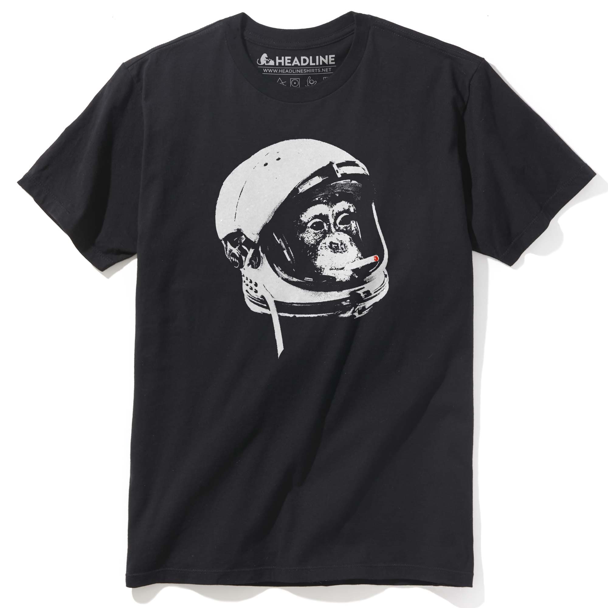 Men's Cold War Vet Cool Artsy Graphic T-Shirt | Funny Chimp Astronaut Smoking Tee | Solid Threads