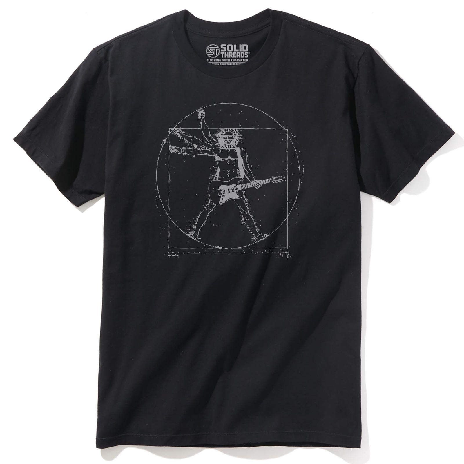 Da Vinci Rock Man Designer Staple T-shirt in Black - Front View