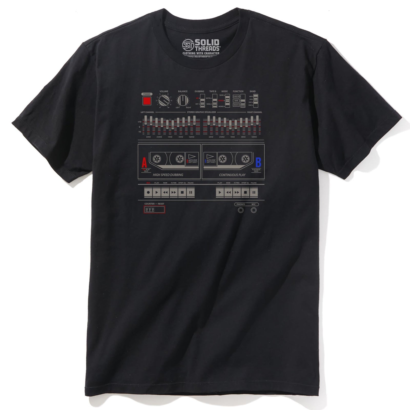 Boombox Vintage Staple T-shirt in Black - Front View