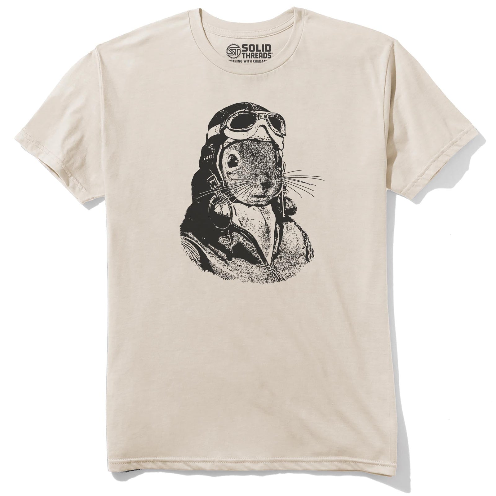 Flying Squirrel Funny Staple T-shirt in Natural - Front View