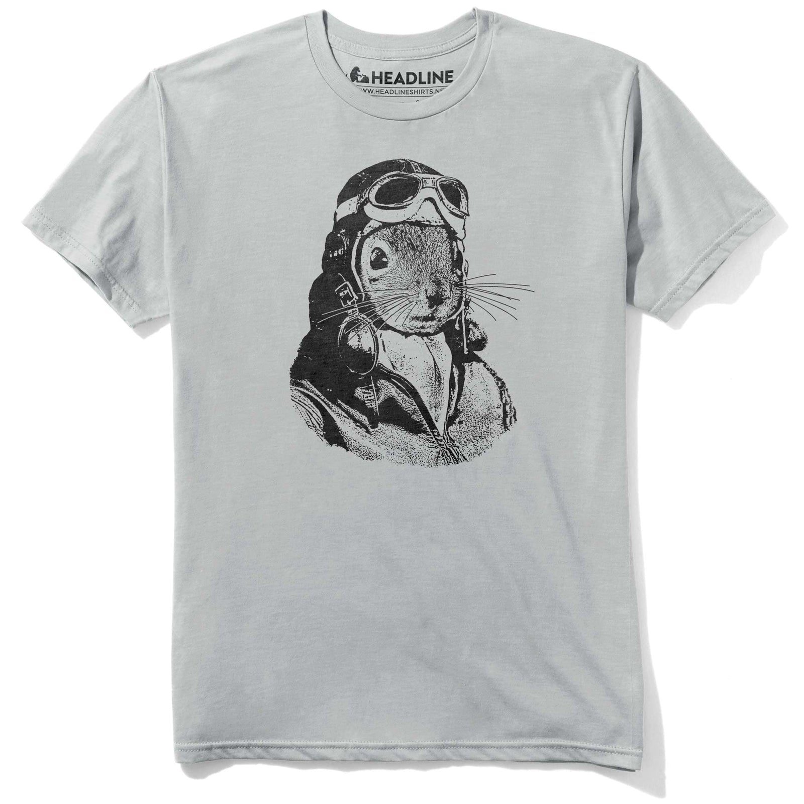 Men's Flying Squirrel Funny Animal Graphic T-Shirt | Vintage Flight Helmet Pun Tee | Solid Threads