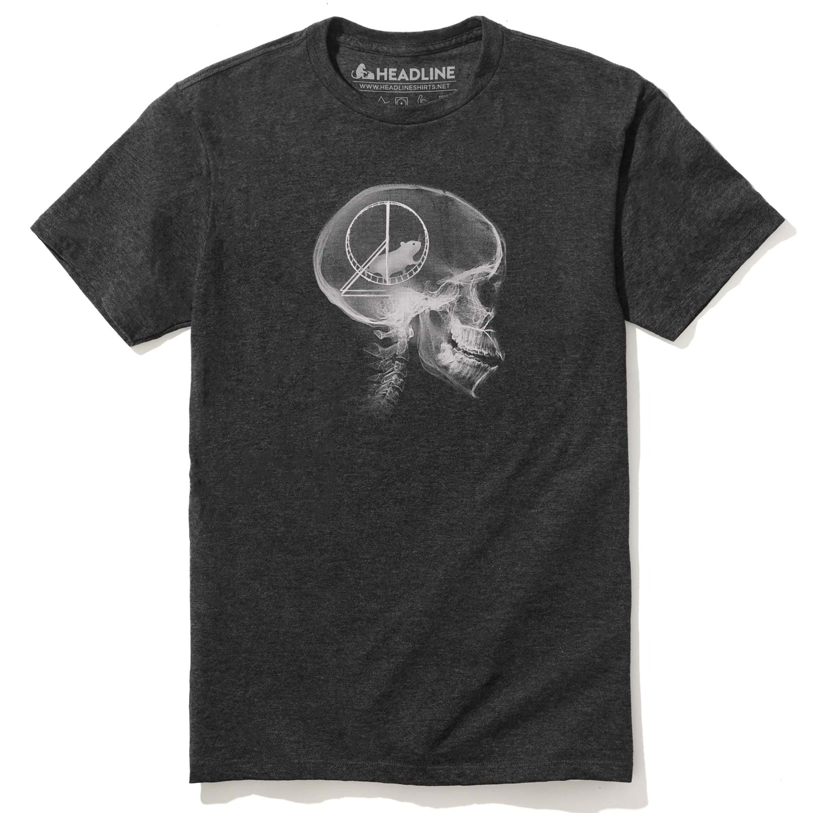 Men's Hamster Head Scan Funny Cerebral Graphic T-Shirt | Designer X-Ray Wheel Tee | Solid Threads