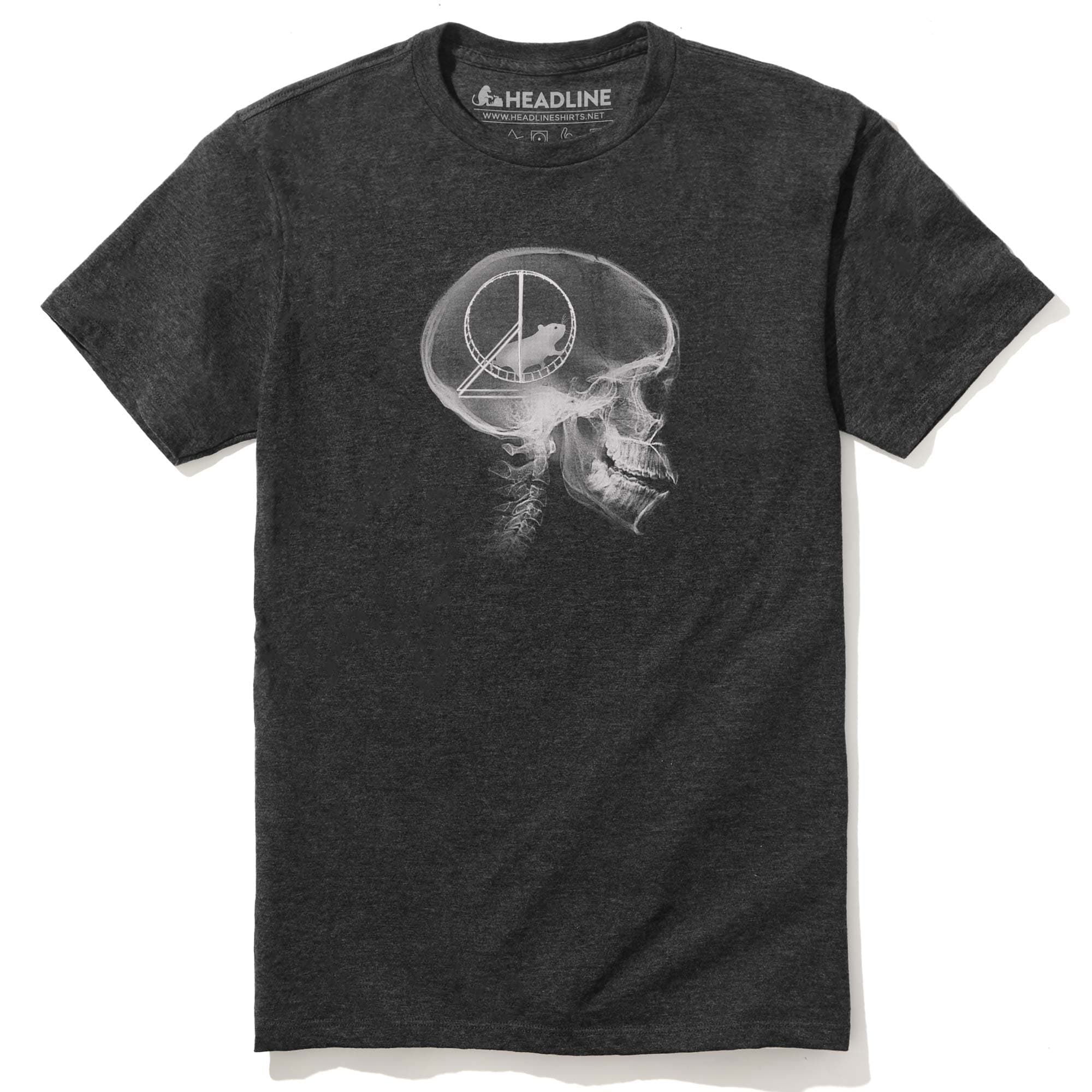Men's Hamster Head Scan Funny Cerebral Graphic T-Shirt | Designer X-Ray Wheel Tee | Solid Threads