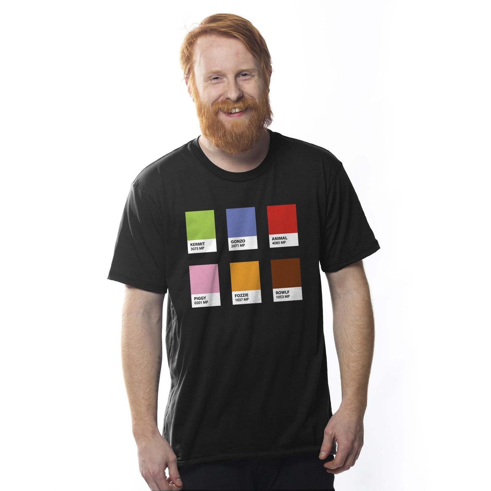 Men's Muppantones Designer Graphic T-Shirt | Cool Color Pun Tee On Model | Solid Threads