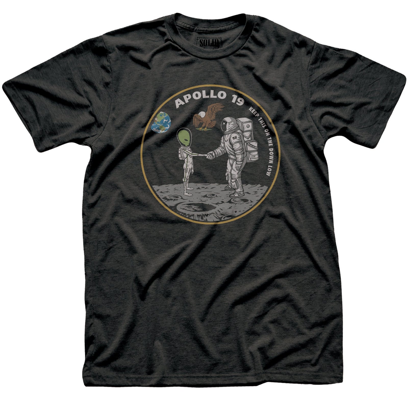 Apollo 19 Vintage Signature T-shirt in Dark Charcoal - Front View