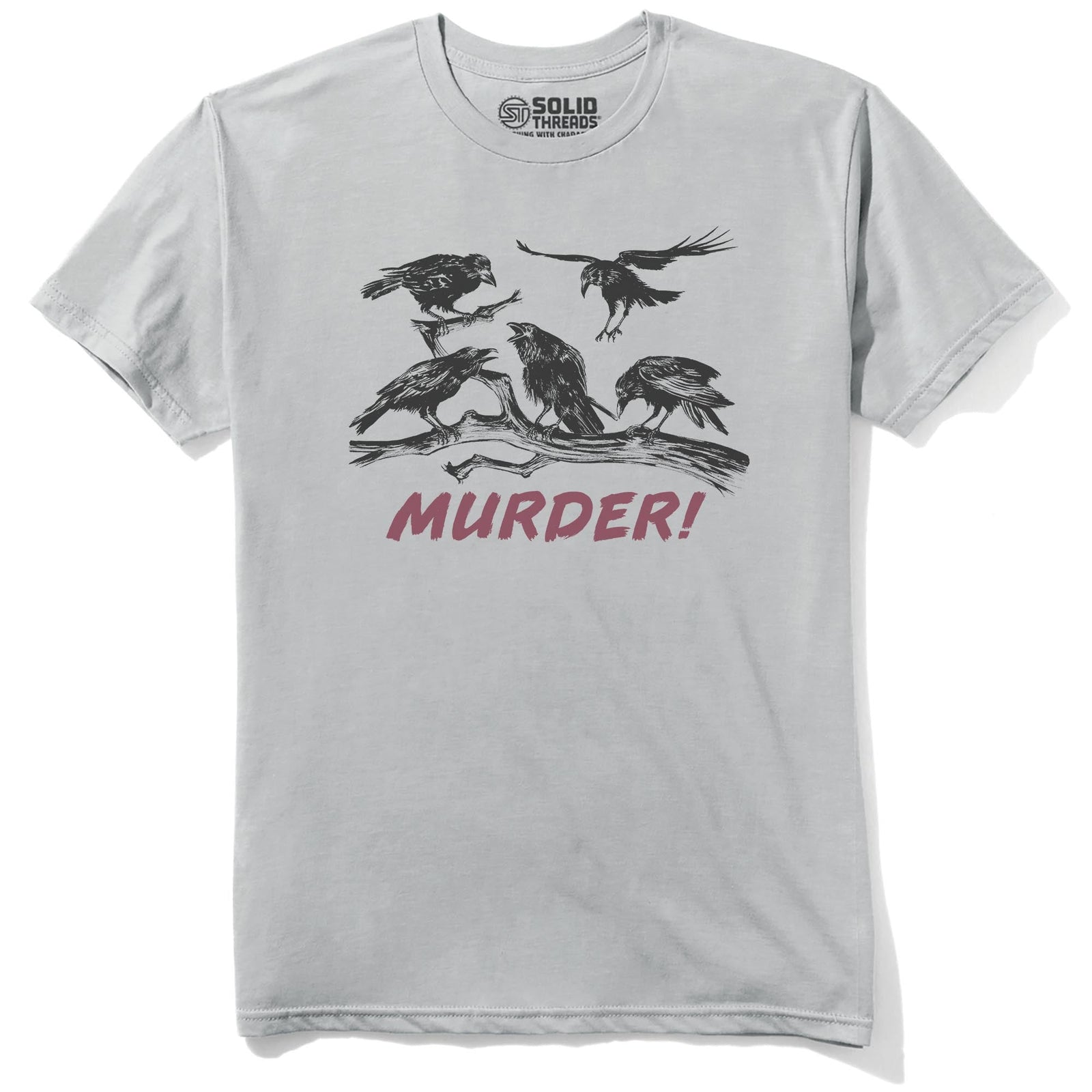 Murder Of Crows Vintage Staple T-shirt in Silver - Front View