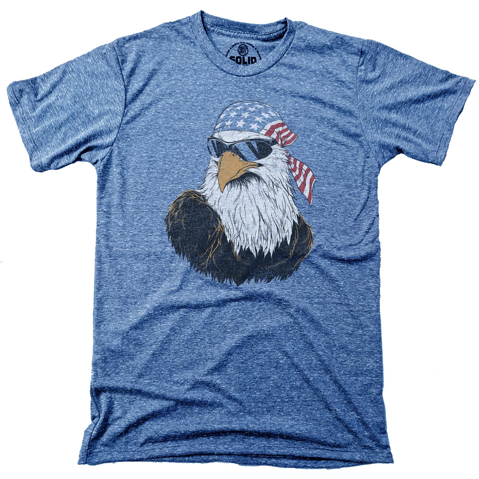 Patriotic Eagle Funny Signature T-shirt in Triblend Royal - Front View