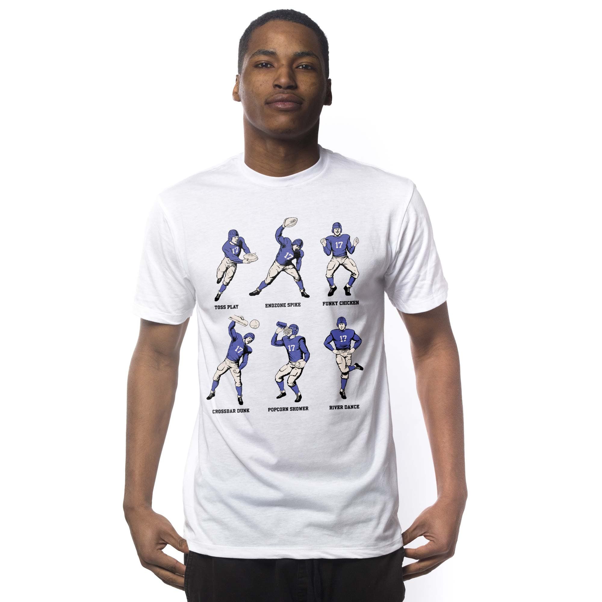 Men's Football Fundamentals Funny Graphic T-Shirt | Vintage Endzone Dances  Tee | Solid Threads