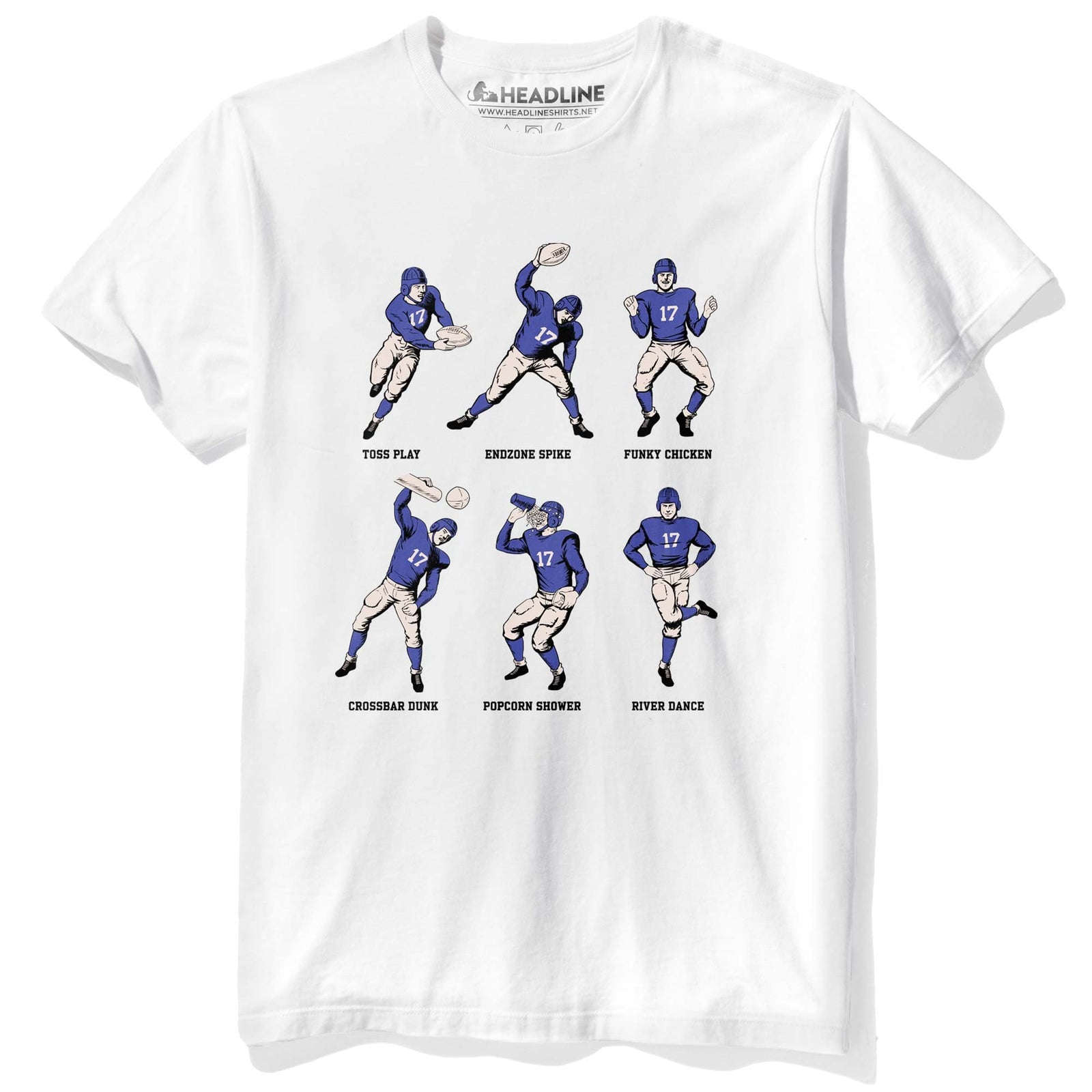 Men's Football Fundamentals Funny Graphic T-Shirt | Vintage Endzone Dances Tee | Solid Threads