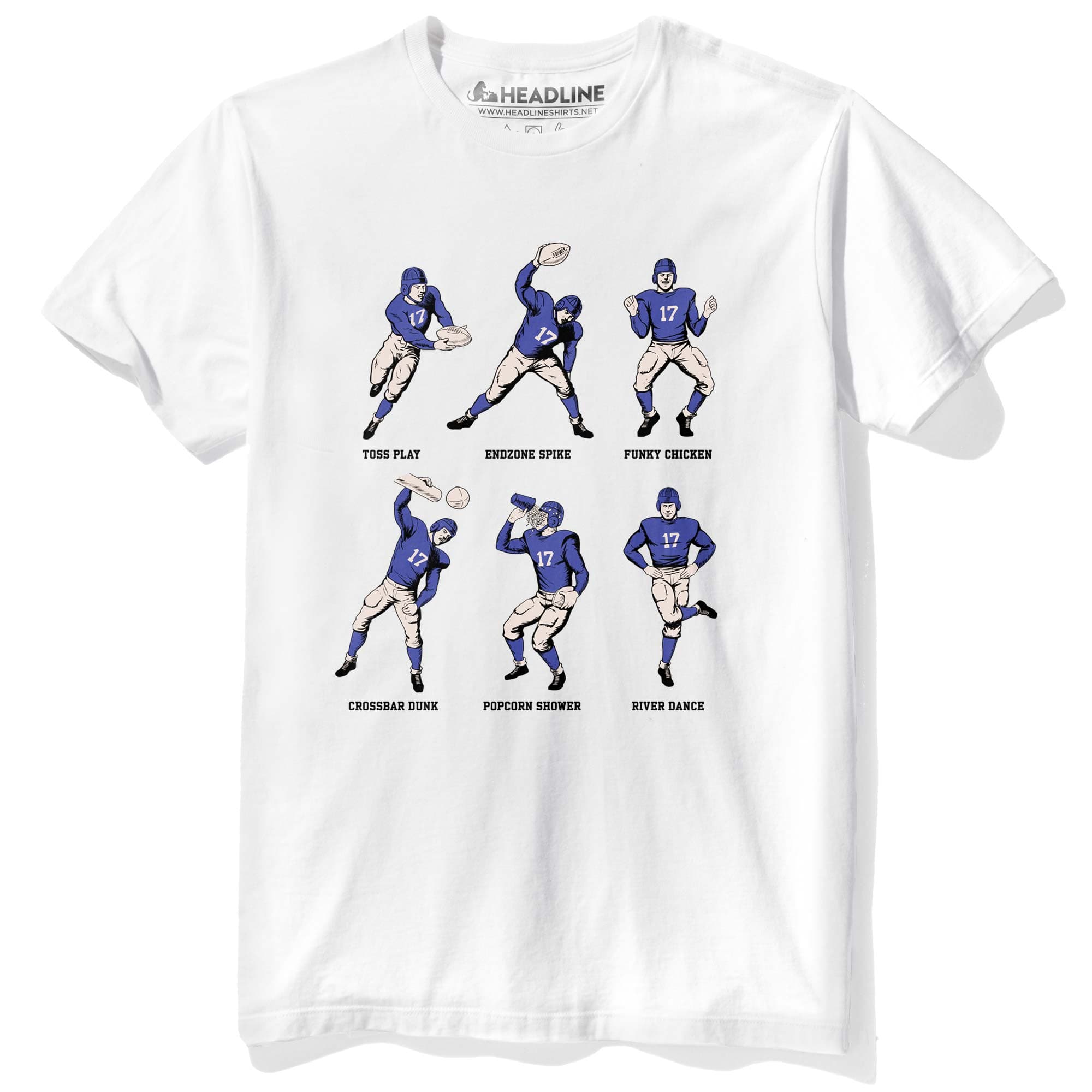 Men's Football Fundamentals Funny Graphic T-Shirt | Vintage Endzone Dances  Tee | Solid Threads