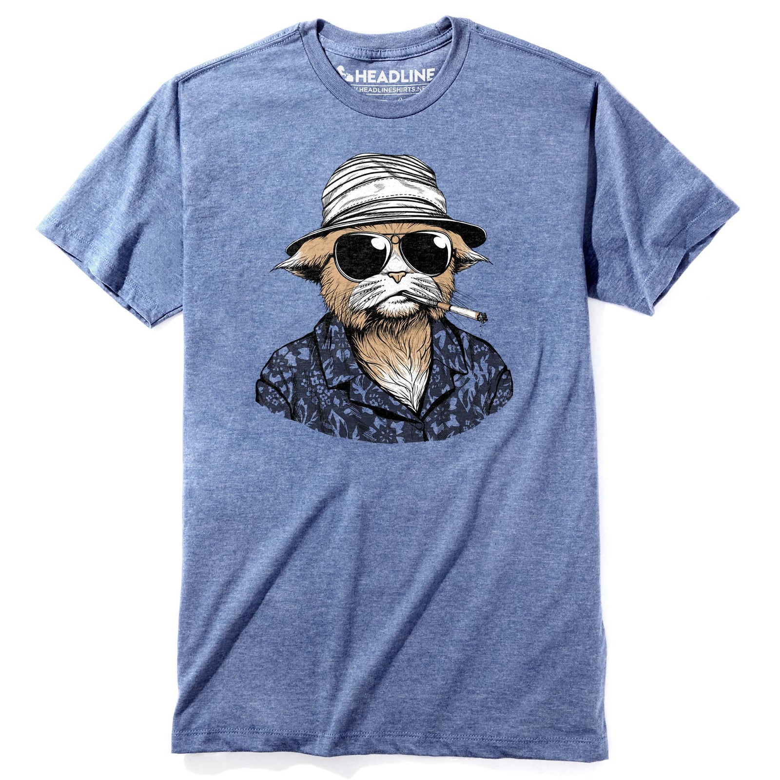 Men's Hunter S. Tomcat Funny Graphic T-Shirt | Cool Thompson Cat Tee | Solid Threads