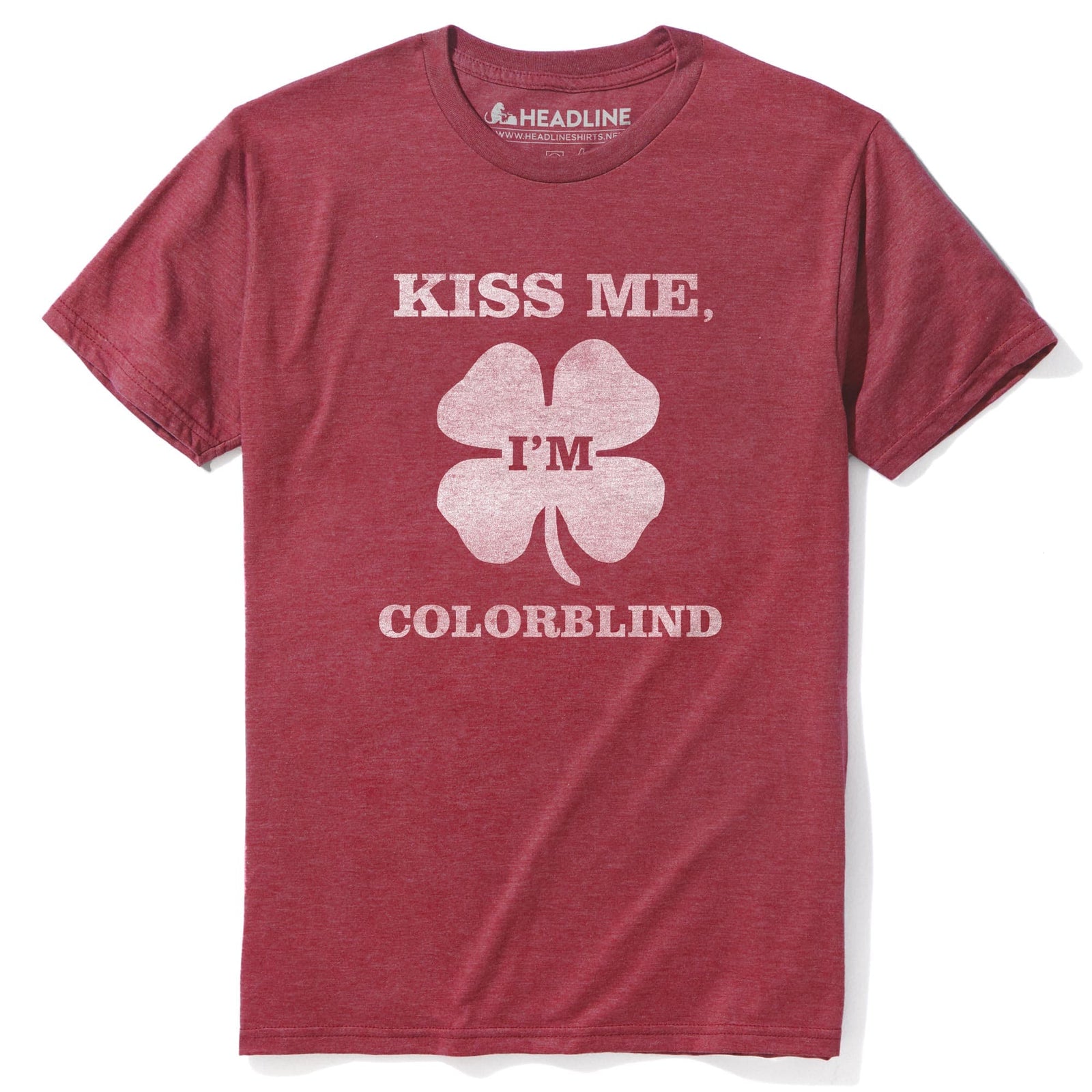 Men's Kiss-Me,-I'M-Colorblind Funny Graphic T-Shirt | Vintage Paddy'S Day Irish Tee | Solid Threads