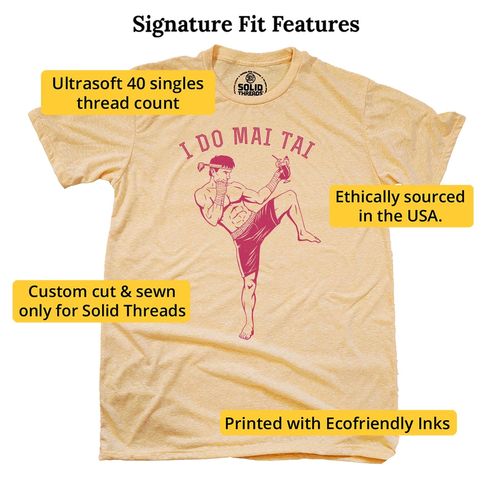 I Do Mai Tai Funny Signature T-shirt in Triblend Gold - Fit Attributes