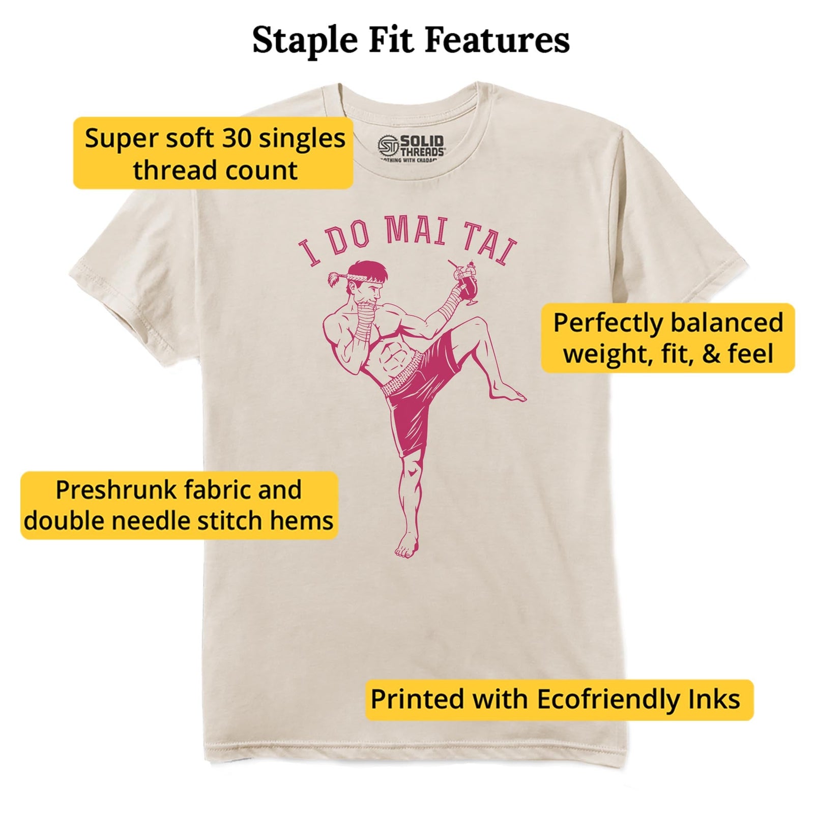 I Do Mai Tai Funny Staple T-shirt in Natural - Fit Attributes
