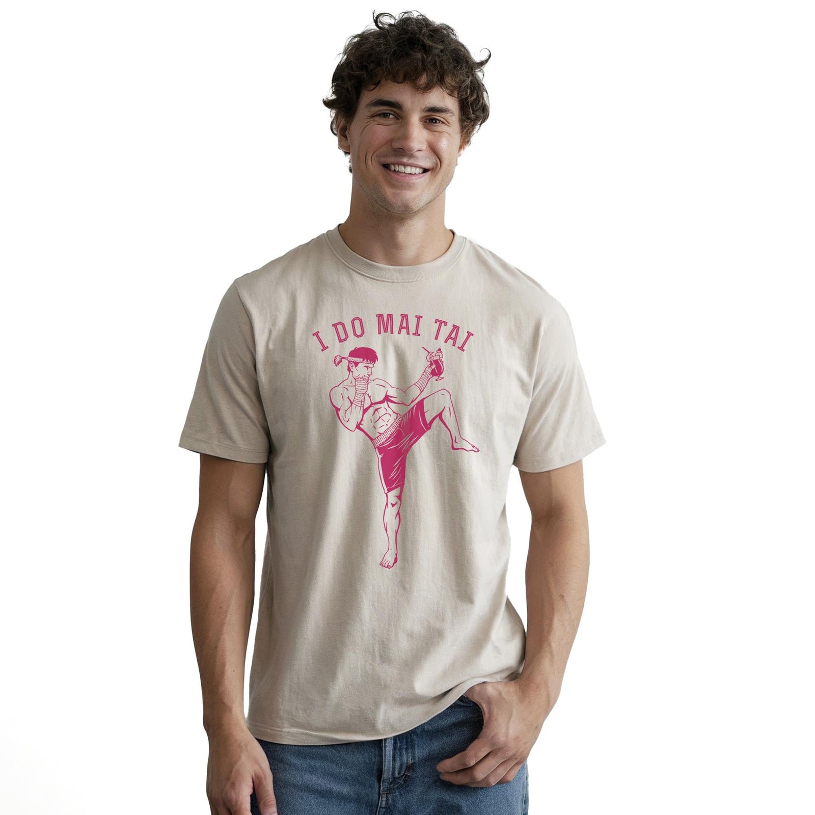 I Do Mai Tai Funny Staple T-shirt in Natural On Model - Front View