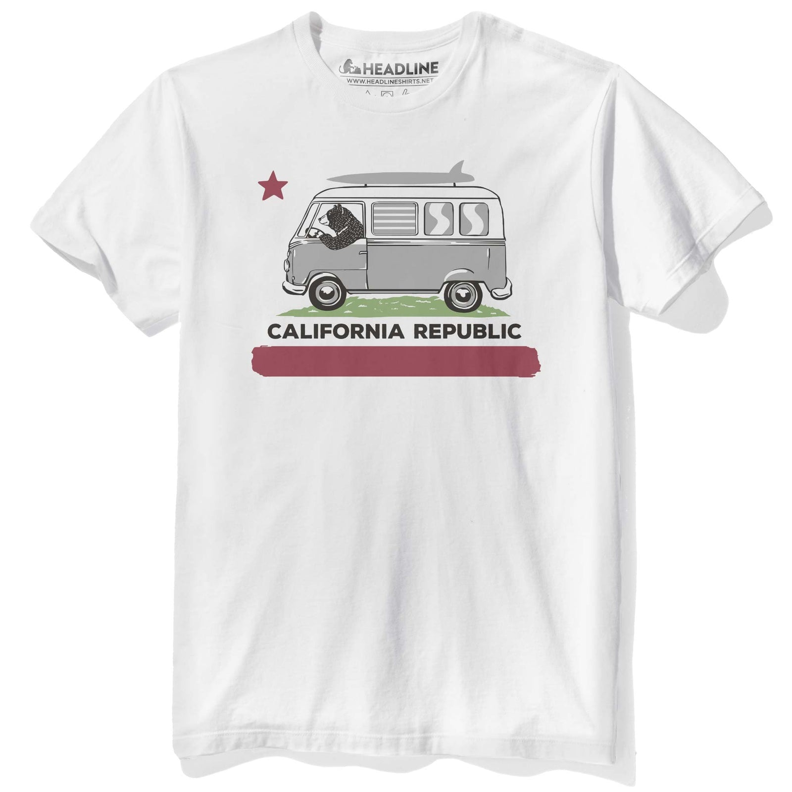 Men's Surfer Bear Vintage Graphic T-Shirt | Cool California Driving Tee | Solid Threads
