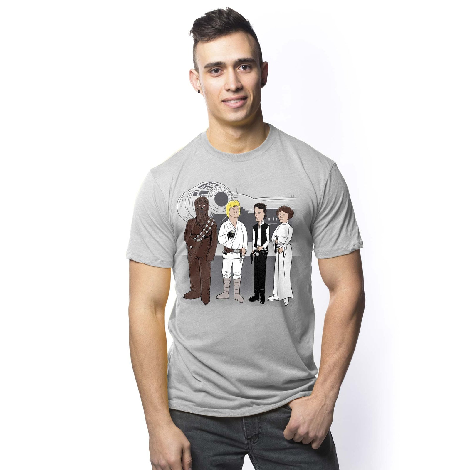Men's King Of The Galaxy Designer Graphic T-Shirt | Cool Parody Movie Tee On Model | Solid Threads
