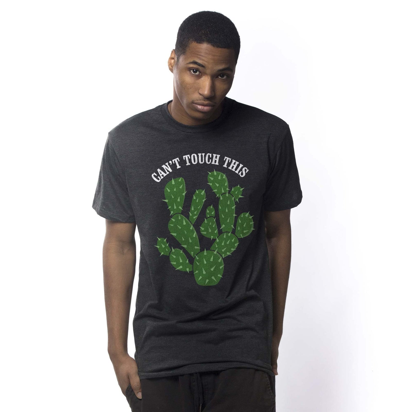 Men's Can'T Touch This Cool Graphic T-Shirt | Vintage Cactus Parody Tee On Model | Solid Threads