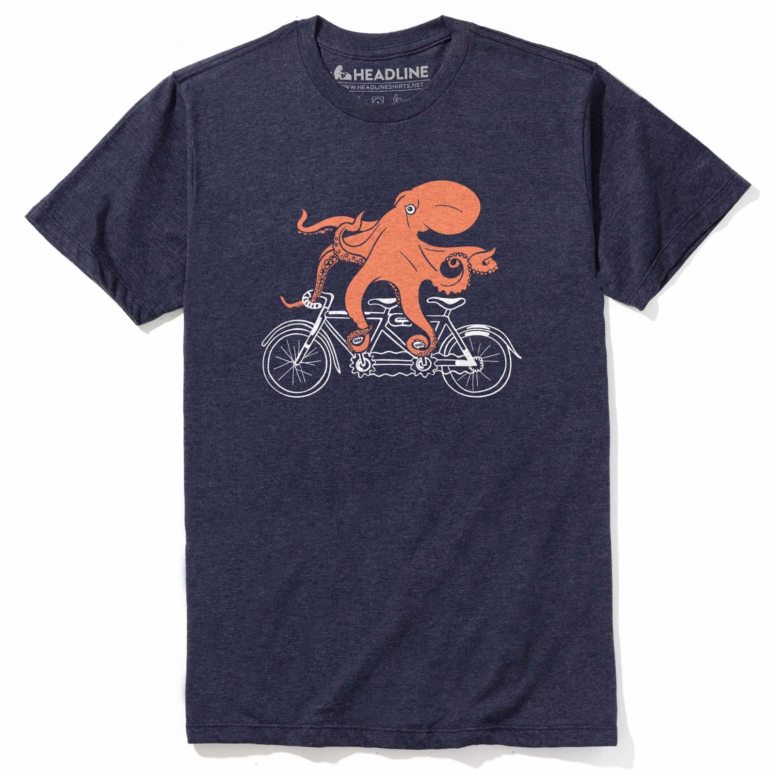 Men's Octopedal Cool Graphic T-Shirt | Designer Octopus Bicycle Tee | Solid Threads