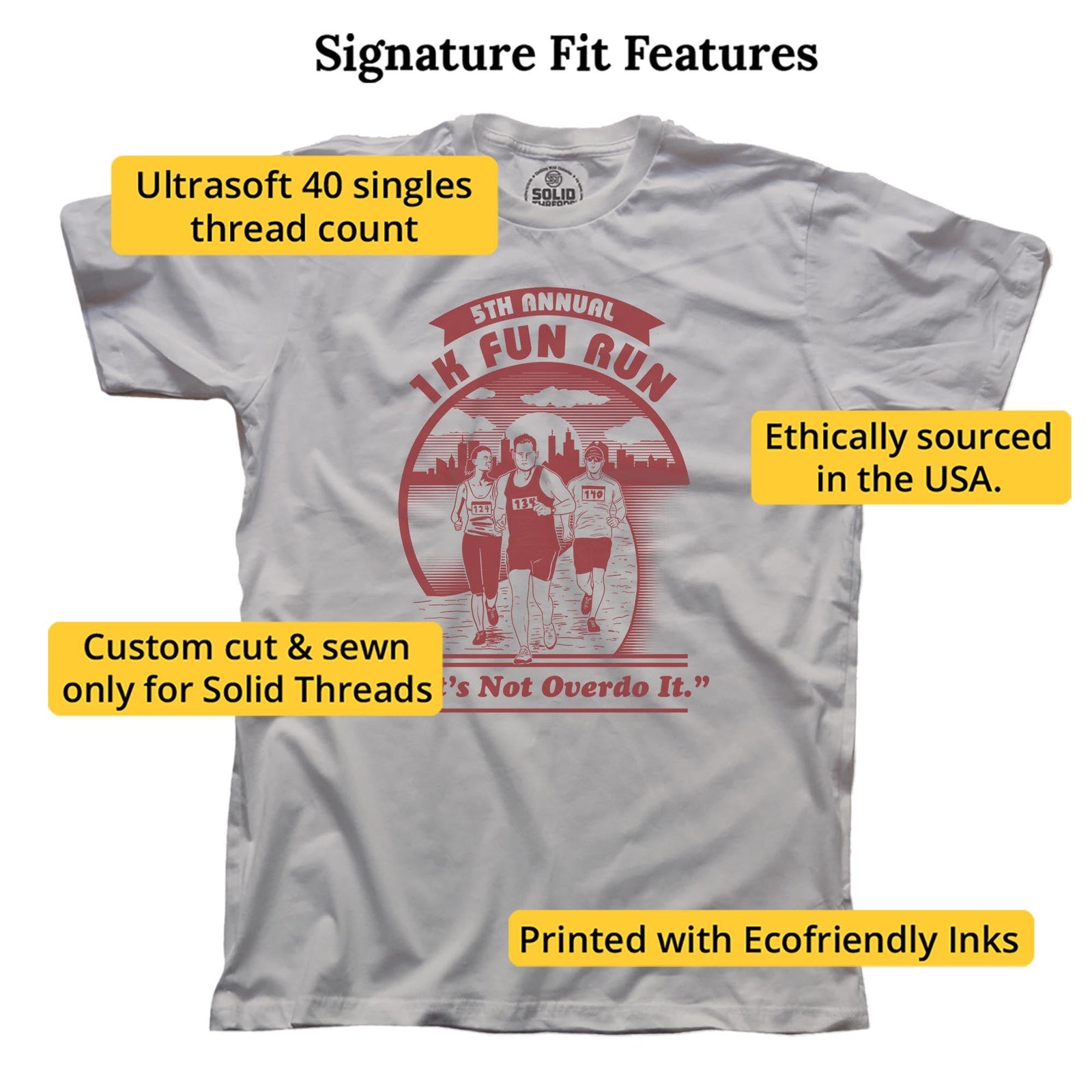 1k Fun Run Funny Signature T-shirt in Silver - Fit Attributes