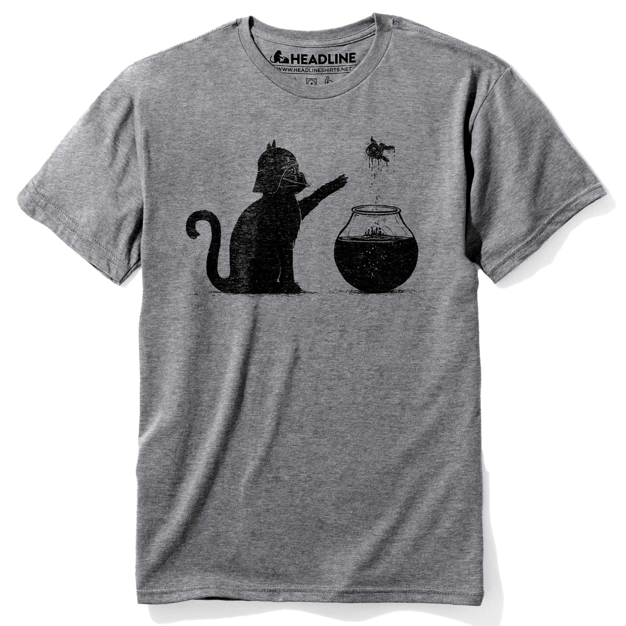 Men's All Too Easy Funny Artsy Graphic T-Shirt | Designer Cat Fish Darth Vader Tee | Solid Threads