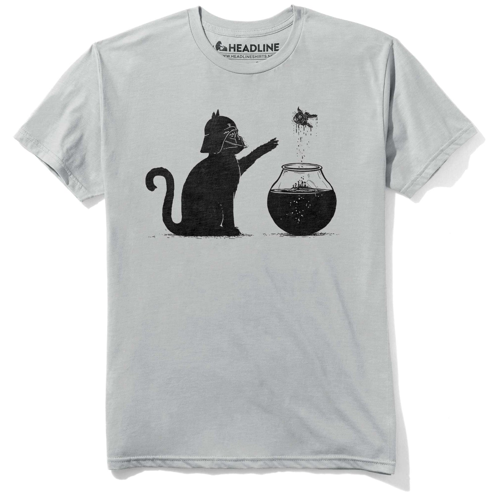 Men's All Too Easy Funny Artsy Graphic T-Shirt | Designer Cat Fish Darth Vader Tee | Solid Threads