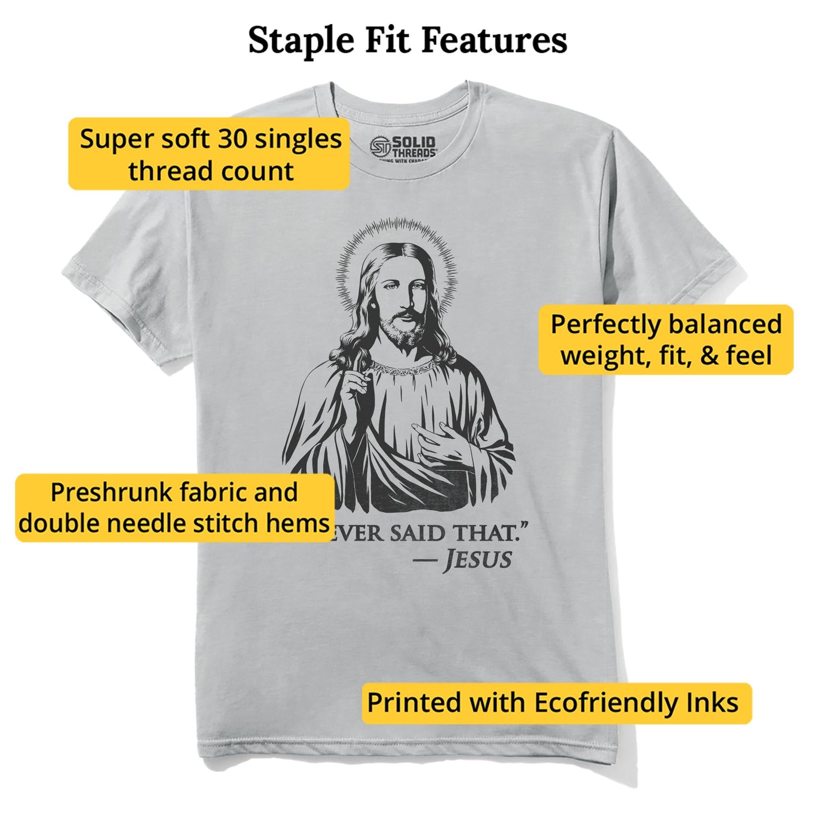 I Never Said That Cool Staple T-shirt in Silver - Fit Attributes