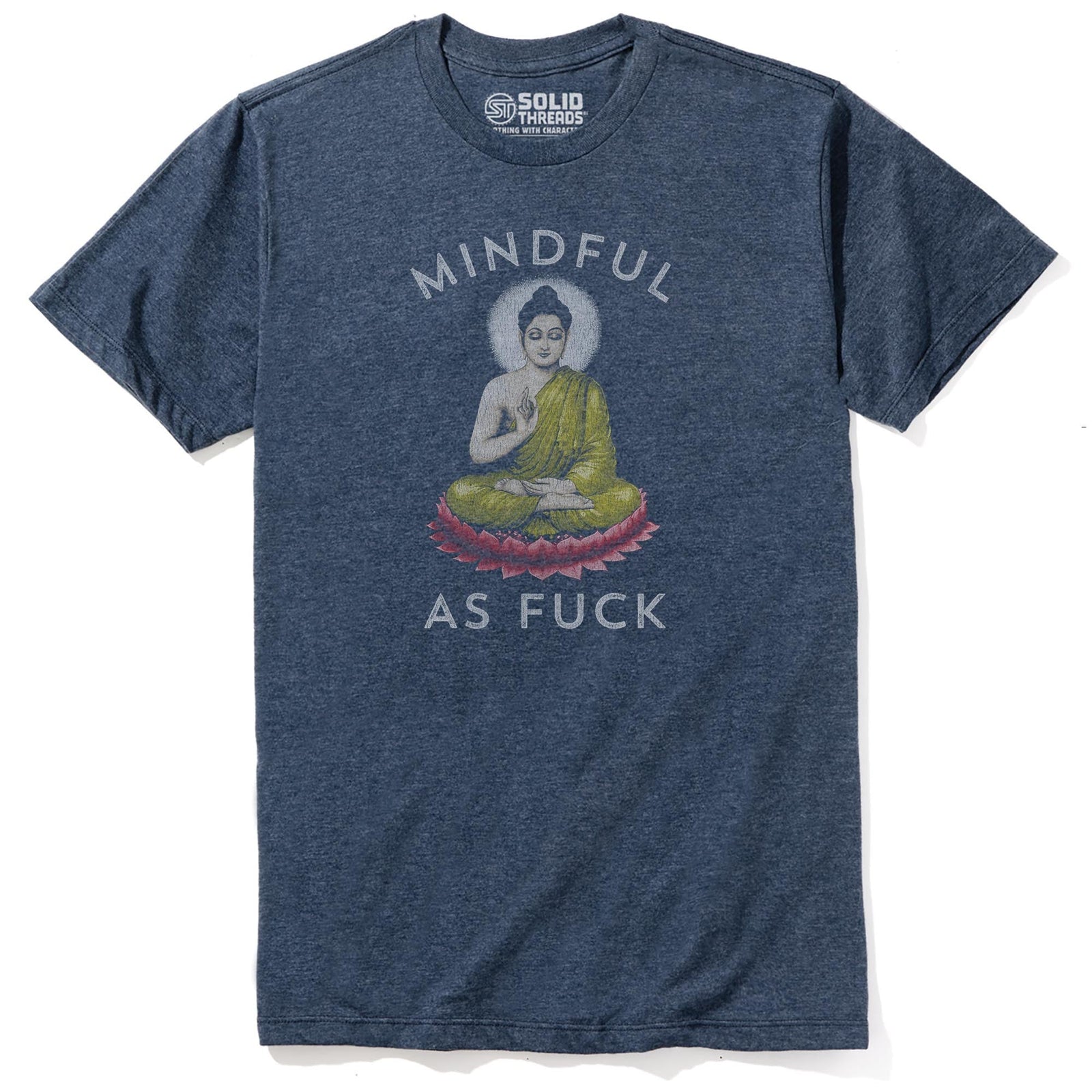 Mindful As F K Vintage Staple T-shirt in Navy Heather - Front View