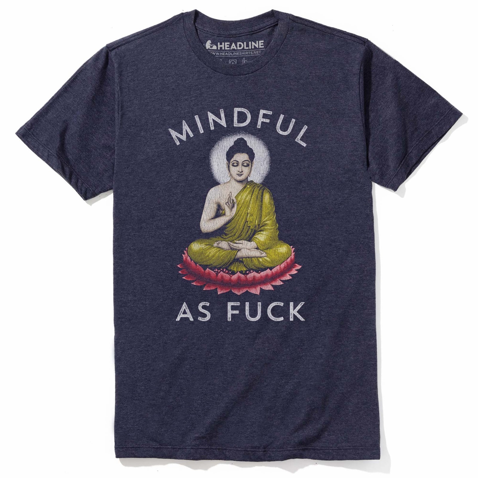 Men's Mindful As F--K Vintage Graphic T-Shirt | Designer Buddhist Meditation Tee | Solid Threads