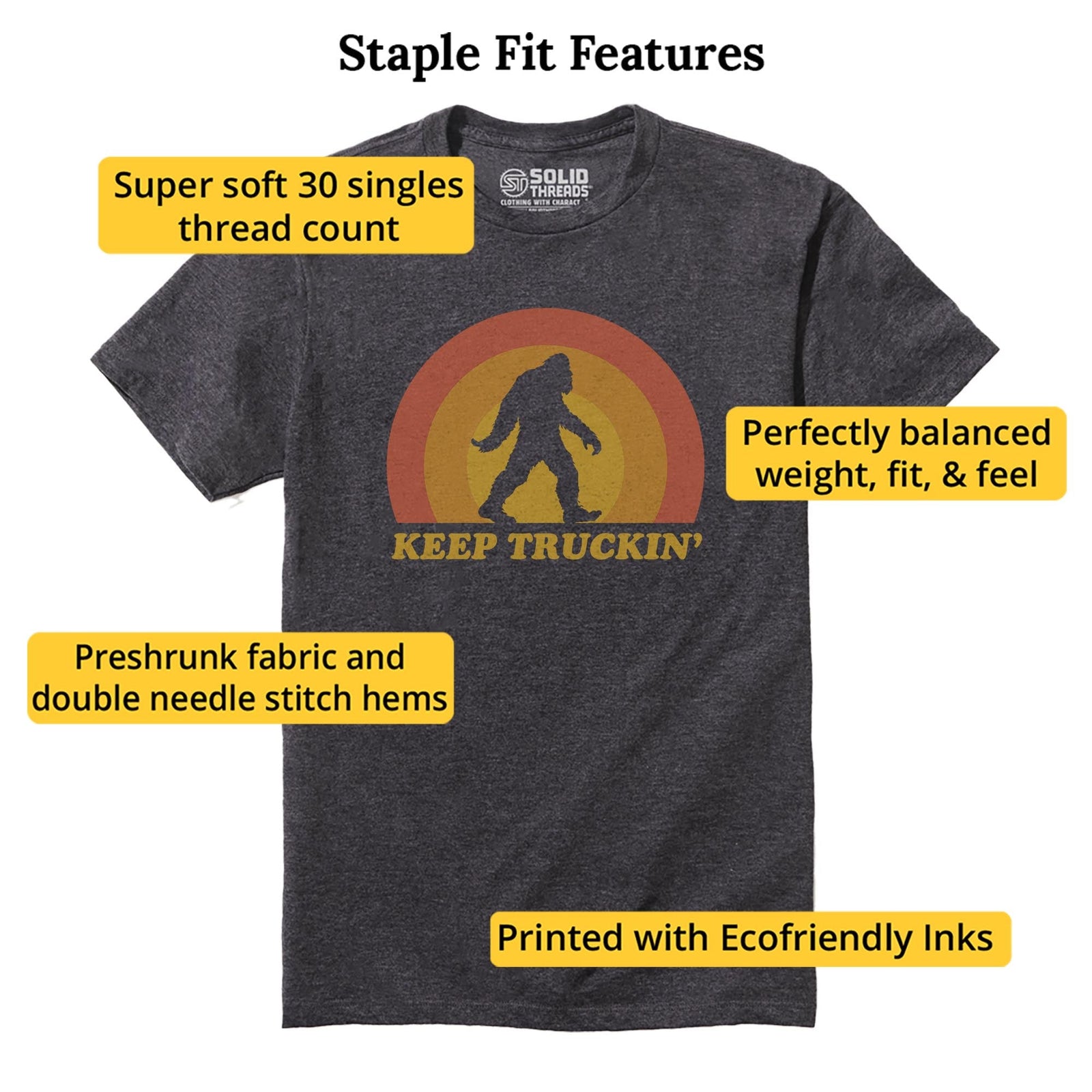 Keep Truckin' Cool Staple T-shirt in Charcoal Heather - Fit Attributes