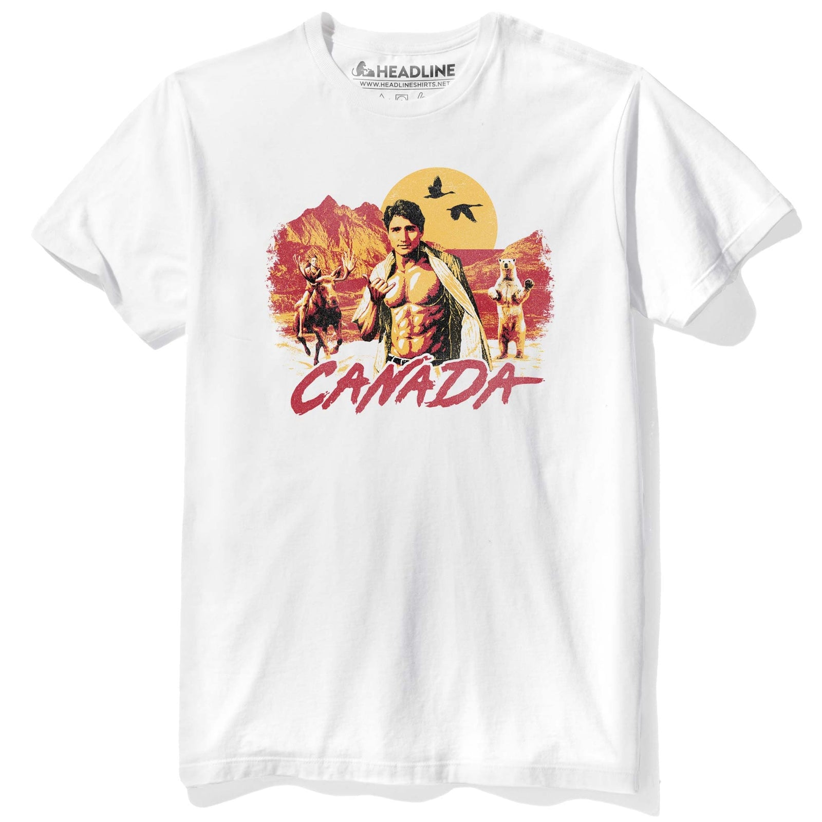 Men's Canada Vacation Designer Graphic T-Shirt | Funny Justin Trudeau Moose Tee | Solid Threads