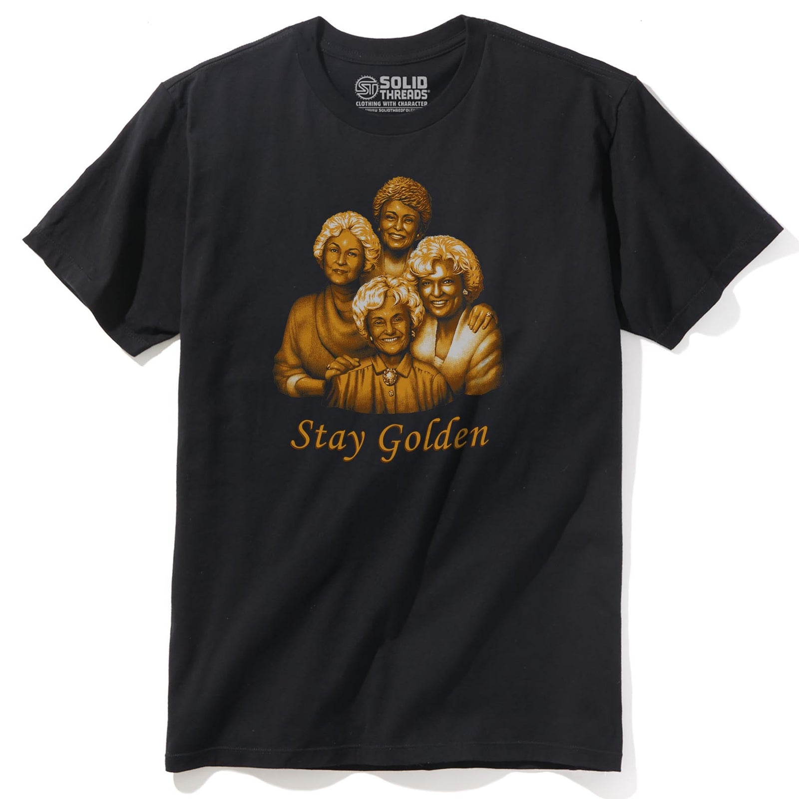 Stay Golden Funny Staple T-shirt in Black - Front View
